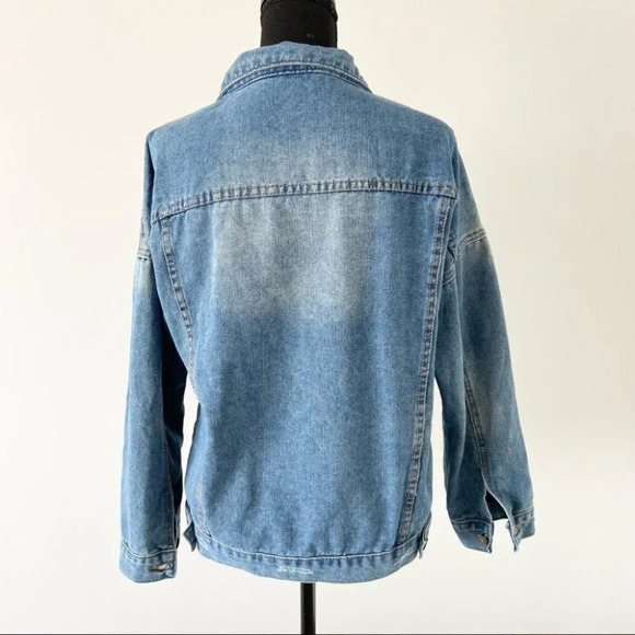 Distressed Raw Edge Denim Jean Jacket - Picture 3 of 11